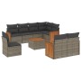 Garden furniture set 9 pieces and gray synthetic rattan cushions by , Garden sets - Ref: Foro24-3260254, Price: 644,97 €, Dis...