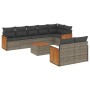 Garden furniture set 9 pieces and gray synthetic rattan cushions by , Garden sets - Ref: Foro24-3260240, Price: 644,97 €, Dis...