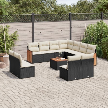 Gartensofa-Set 12-teilig mit schwarzen synthetischen Rattankissen von , Gartensets - Ref: Foro24-3260173, Preis: 694,21 €, Ra...