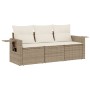 Garden sofa set with beige cushions 3 pieces PE rattan by , Garden sets - Ref: Foro24-3252195, Price: 272,27 €, Discount: %