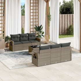 7-piece garden sofa set with gray PE rattan cushions by , Garden sets - Ref: Foro24-3252247, Price: 613,12 €, Discount: %