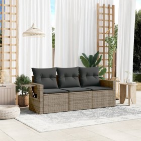 Garden sofa set 3 pieces and gray synthetic rattan cushions by , Garden sets - Ref: Foro24-3252197, Price: 267,77 €, Discount: %