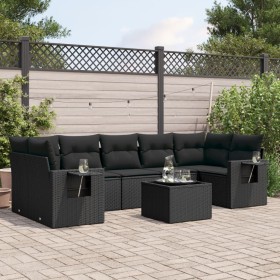 Set aus 8-teiligen Gartensofas und Kissen Kunstrattan schwarz von , Gartensets - Ref: Foro24-3252272, Preis: 616,94 €, Rabatt: %