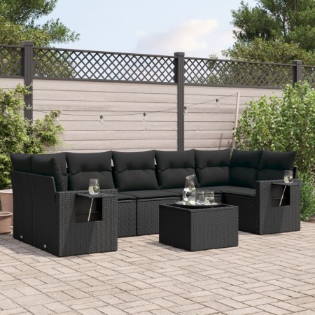 Set aus 8-teiligen Gartensofas und Kissen Kunstrattan schwarz von , Gartensets - Ref: Foro24-3252272, Preis: 617,20 €, Rabatt: %