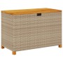 Caja de almacenaje jardín madera acacia ratán beige 110x55x63cm de , Cajas de almacenaje para exteriores - Ref: Foro24-366287...