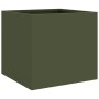 Planters 2 pcs olive green cold rolled steel 32x30x29 cm by , Pots and planters - Ref: Foro24-841542, Price: 40,31 €, Discoun...