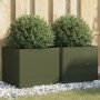 2 cold-rolled steel olive green planters 42x40x39 cm by , Pots and planters - Ref: Foro24-841554, Price: 65,21 €, Discount: %