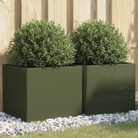 2 cold-rolled steel olive green planters 42x40x39 cm by , Pots and planters - Ref: Foro24-841554, Price: 65,24 €, Discount: %