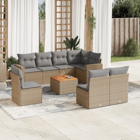 9-piece garden sofa set with beige synthetic rattan cushions by , Garden sets - Ref: Foro24-3224162, Price: 563,99 €, Discoun...