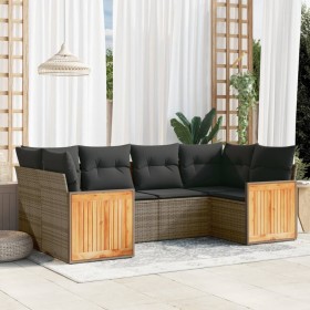 6-piece garden furniture set and gray synthetic rattan cushions by , Garden sets - Ref: Foro24-3260345, Price: 447,95 €, Disc...