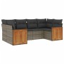 6-piece garden furniture set and gray synthetic rattan cushions by , Garden sets - Ref: Foro24-3260345, Price: 446,36 €, Disc...