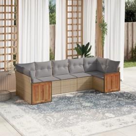 Set of 7-piece garden sofas and beige synthetic rattan cushions by , Garden sets - Ref: Foro24-3260351, Price: 510,62 €, Disc...