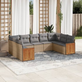 9-teiliges Gartensofa-Set mit beigen synthetischen Rattankissen von , Gartensets - Ref: Foro24-3260358, Preis: 684,85 €, Raba...