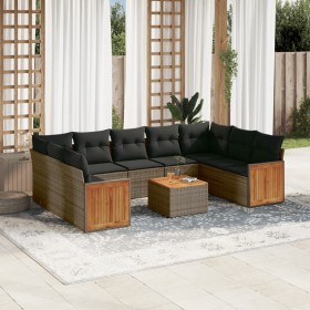 Garden sofa set 10 pieces with gray synthetic rattan cushions by , Garden sets - Ref: Foro24-3260366, Price: 665,73 €, Discou...