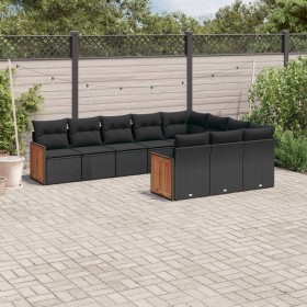 Set Gartensofas 10 Stück Kissen synthetisches Rattan schwarz von , Gartensets - Ref: Foro24-3260417, Preis: 651,63 €, Rabatt: %