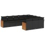 Set Gartensofas 10 Stück Kissen synthetisches Rattan schwarz von , Gartensets - Ref: Foro24-3260417, Preis: 626,60 €, Rabatt: %