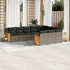 Set mit 10 Gartensofas mit Kissen synthetisches Rattangrau von , Gartensets - Ref: Foro24-3260422, Preis: 649,99 €, Rabatt: %