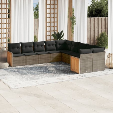 Garden sofa set 10 pieces with gray synthetic rattan cushions by , Garden sets - Ref: Foro24-3260436, Price: 650,81 €, Discou...