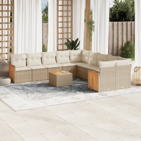 Set de sofás de jardín 11pzas con cojines ratán sintético beige de , Conjuntos de jardín - Ref: Foro24-3260441, Precio: 783,6...