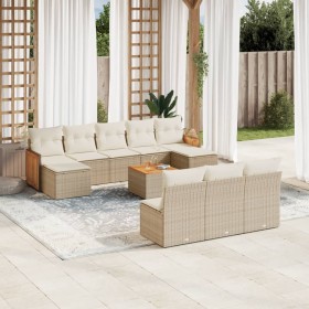 Set de sofás de jardín 11pzas con cojines ratán sintético beige de , Conjuntos de jardín - Ref: Foro24-3260476, Precio: 726,9...