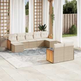 Set de sofás de jardín 9 pzas con cojines ratán sintético beige de , Conjuntos de jardín - Ref: Foro24-3260483, Precio: 700,6...