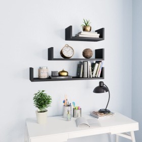 3-piece black plywood wall shelves by vidaXL, Shelves and shelves - Ref: Foro24-800199, Price: 20,23 €, Discount: %