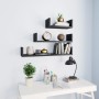 3-piece black plywood wall shelves by vidaXL, Shelves and shelves - Ref: Foro24-800199, Price: 20,65 €, Discount: %