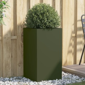 Cold-rolled steel planter in olive green, 42x38x75 cm. by , Pots and planters - Ref: Foro24-841580, Price: 60,08 €, Discount: %