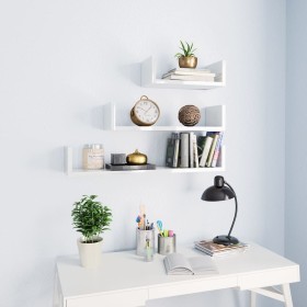 Wall shelves 3 pcs glossy white plywood by vidaXL, Shelves and shelves - Ref: Foro24-800204, Price: 27,54 €, Discount: %