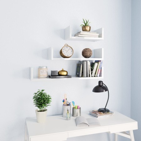 Wall shelves 3 pcs glossy white plywood by vidaXL, Shelves and shelves - Ref: Foro24-800204, Price: 25,35 €, Discount: %