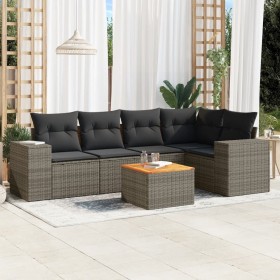 Set de muebles de jardín 6 pzas y cojines ratán sintético gris de , Conjuntos de jardín - Ref: Foro24-3225437, Precio: 402,99...