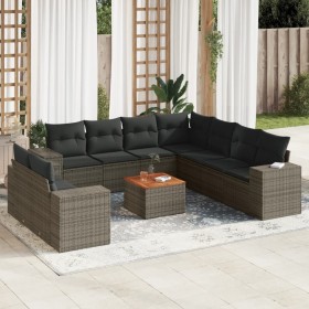 Garden sofa set 10 pieces with gray synthetic rattan cushions by , Garden sets - Ref: Foro24-3257845, Price: 719,65 €, Discou...