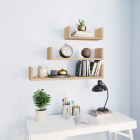 Wall shelves 3 pieces oak-colored plywood by vidaXL, Shelves and shelves - Ref: Foro24-800201, Price: 22,12 €, Discount: %