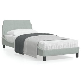 Light gray velvet bed frame with headboard 80x200 cm by , Beds and slatted bases - Ref: Foro24-373072, Price: 104,99 €, Disco...