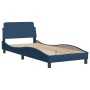 Estructura de cama con cabecero de tela azul 90x190 cm de , Camas y somieres - Ref: Foro24-373091, Precio: 107,15 €, Descuent...