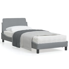 Light gray fabric bed frame with headboard 90x190 cm by , Beds and slatted bases - Ref: Foro24-373085, Price: 114,99 €, Disco...