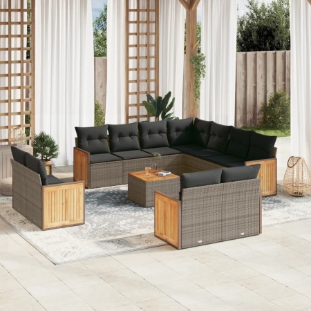 Garden sofa set 12 pieces with gray synthetic rattan cushions by , Garden sets - Ref: Foro24-3260590, Price: 949,08 €, Discou...