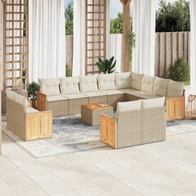 Gartensofa-Set mit Kissen, 13-teilig, beiges synthetisches Rattan von , Gartensets - Ref: Foro24-3260602, Preis: 1,00 €, Raba...