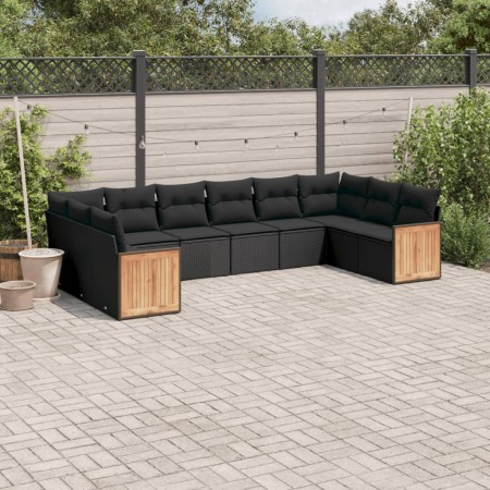 Set de sofás de jardín 10 pzas cojines ratán sintético negro de , Conjuntos de jardín - Ref: Foro24-3260403, Precio: 651,63 €...