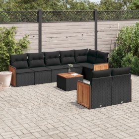 Set aus 8-teiligen Gartensofas und Kissen Kunstrattan schwarz von , Gartensets - Ref: Foro24-3260235, Preis: 607,07 €, Rabatt: %