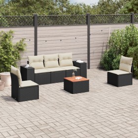 6-teiliges Gartensofa-Set und schwarze synthetische Rattankissen von , Gartensets - Ref: Foro24-3225384, Preis: 370,19 €, Rab...