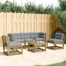 5-piece garden sofa set with impregnated pine wood cushions by , Garden sets - Ref: Foro24-3216984, Price: 527,99 €, Discount: %