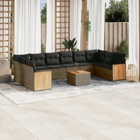 11-piece garden sofa set and gray synthetic rattan cushions by , Garden sets - Ref: Foro24-3260415, Price: 684,99 €, Discount: %