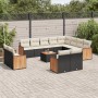 Garden sofa and cushion set 13 pieces black synthetic rattan by , Garden sets - Ref: Foro24-3260600, Price: 939,13 €, Discoun...