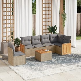 7-piece garden sofa set and beige synthetic rattan cushions by , Garden sets - Ref: Foro24-3260106, Price: 506,99 €, Discount: %