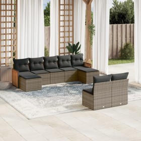 9-piece garden furniture set and gray synthetic rattan cushions by , Garden sets - Ref: Foro24-3260457, Price: 542,99 €, Disc...