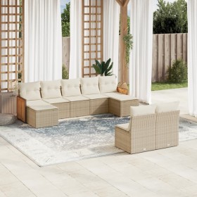 Set de sofás de jardín 9 pzas con cojines ratán sintético beige de , Conjuntos de jardín - Ref: Foro24-3260455, Precio: 624,8...