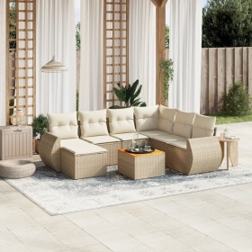 Gartensofa-Set mit beigen Kissen 8 Stück PE-Rattan von , Gartensets - Ref: Foro24-3257451, Preis: 599,60 €, Rabatt: %