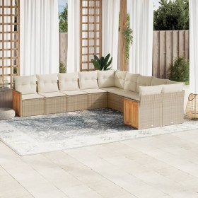 Gartensofa-Set mit beigen Kissen, 10-teilig, synthetisches Rattan von , Gartensets - Ref: Foro24-3260434, Preis: 723,05 €, Ra...