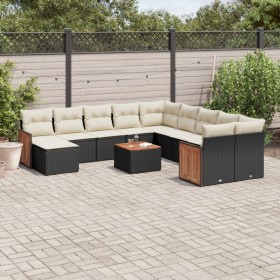 Gartensofa-Set 12-teilig mit schwarzen synthetischen Rattankissen von , Gartensets - Ref: Foro24-3260656, Preis: 763,10 €, Ra...